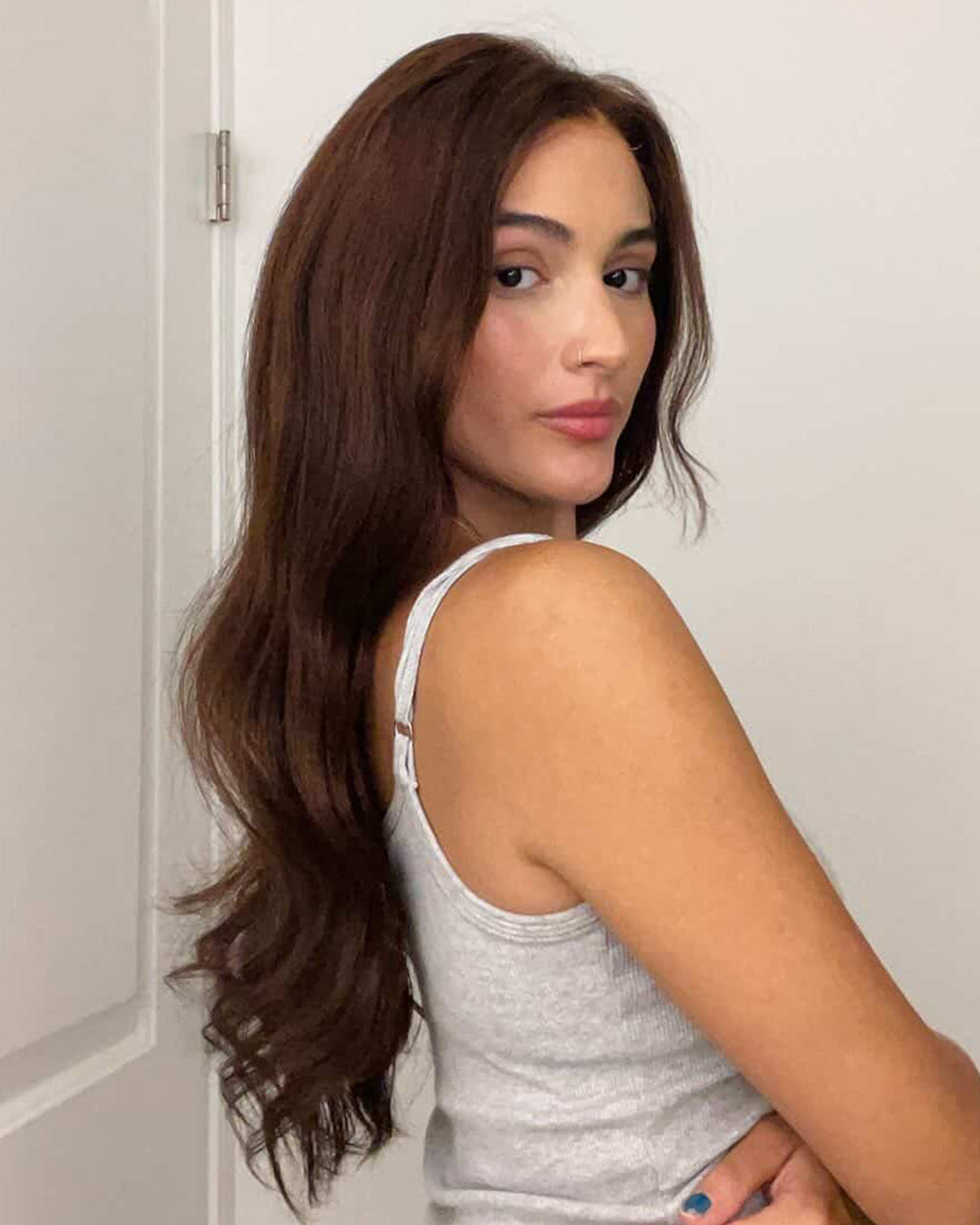 Eden | 24" Warm Chestnut Brown Wavy Glueless Swiss Lace Closure Wig - WW054