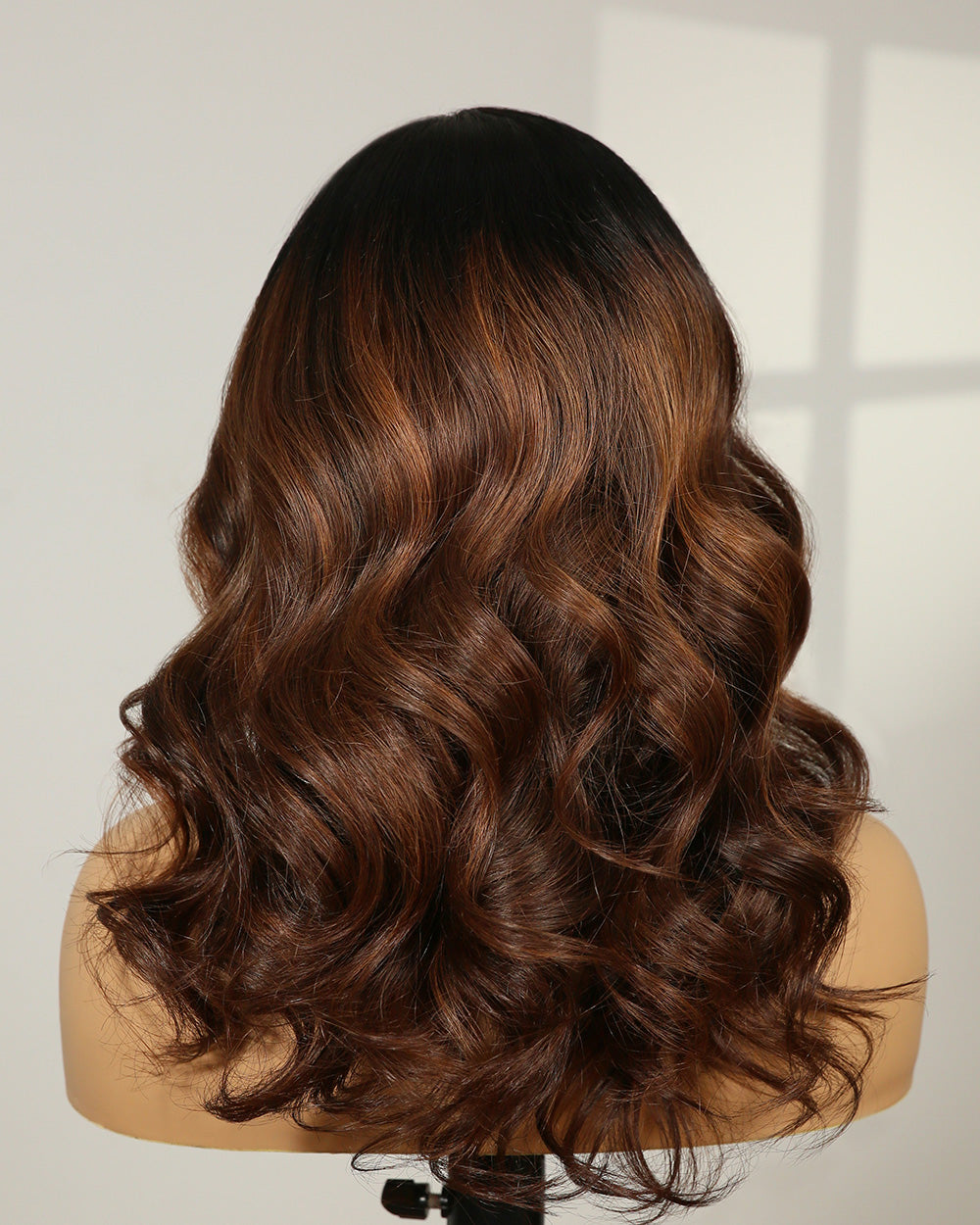 Clearance | 16 Inches Wavy Hazelnut Brown Ombre Swiss Fully Hand-tied Wig - RTWY-85