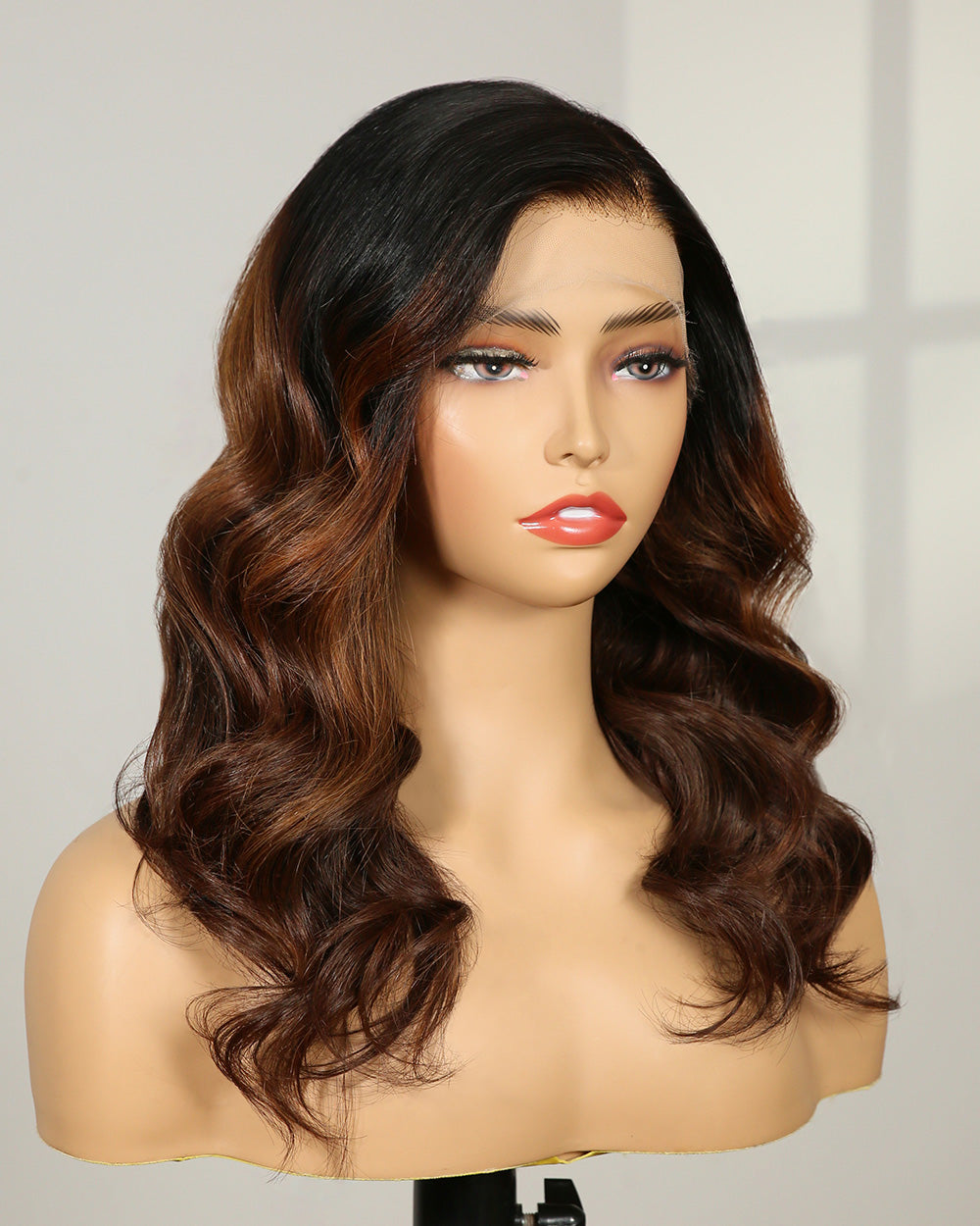 Clearance | 16 Inches Wavy Hazelnut Brown Ombre Swiss Fully Hand-tied Wig - RTWY-85