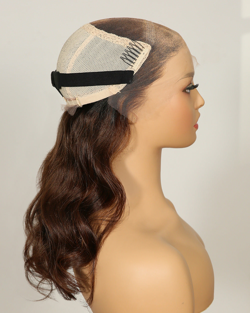 Clearance | 16 Inches Wavy Hazelnut Brown Ombre Swiss Fully Hand-tied Wig - RTWY-85