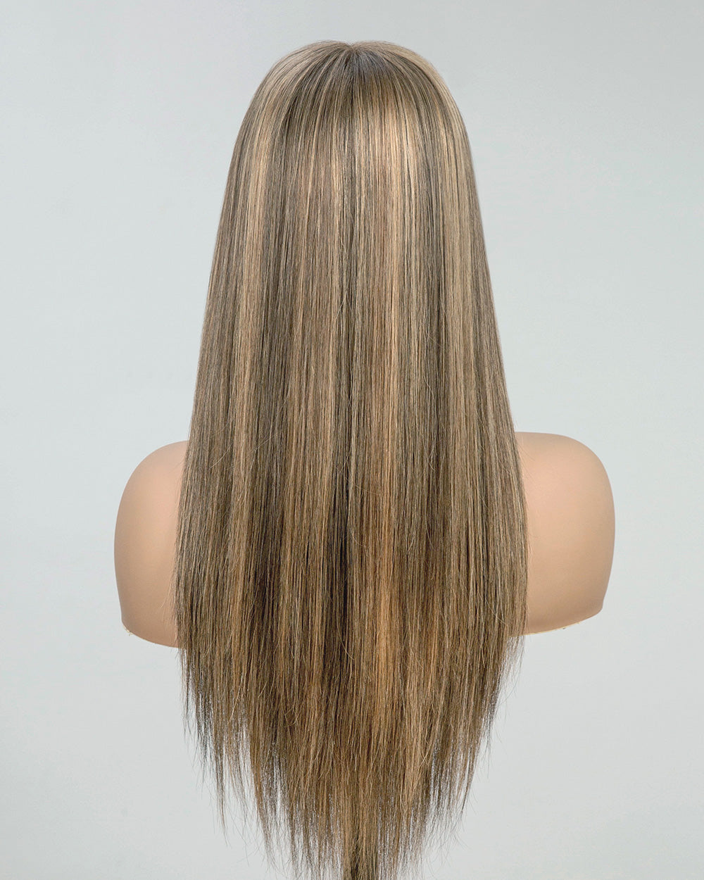 Aurora | 16" Blonde Highlights Straight Human Hair Swiss Lace Front Wig - WLS004