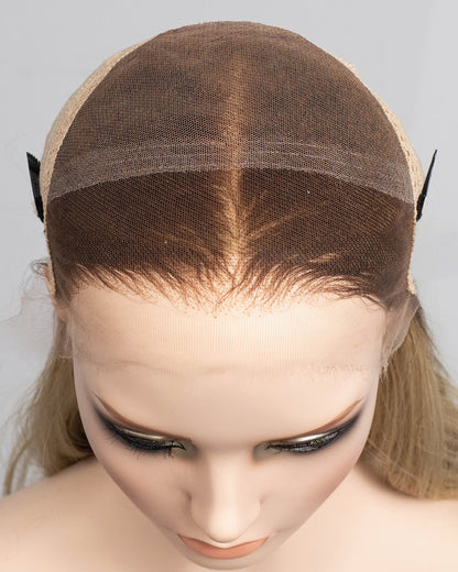 Destockage | Perruque Lace Closure Suisse Cheveux Humains Blonds Longs Ondulés 55 cm - RTW-676