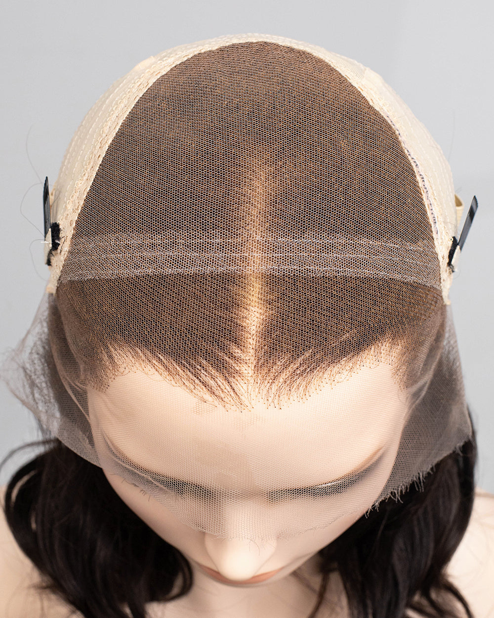 Liquidation | Perruque Lace Front Suisse 14 Pouces Cheveux Humains Ondulés Marron Foncé - RTW-677