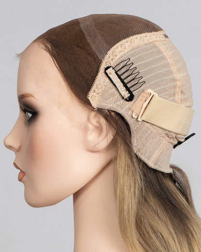 Destockage | Perruque Lace Closure Suisse Cheveux Humains Blonds Longs Ondulés 55 cm - RTW-676