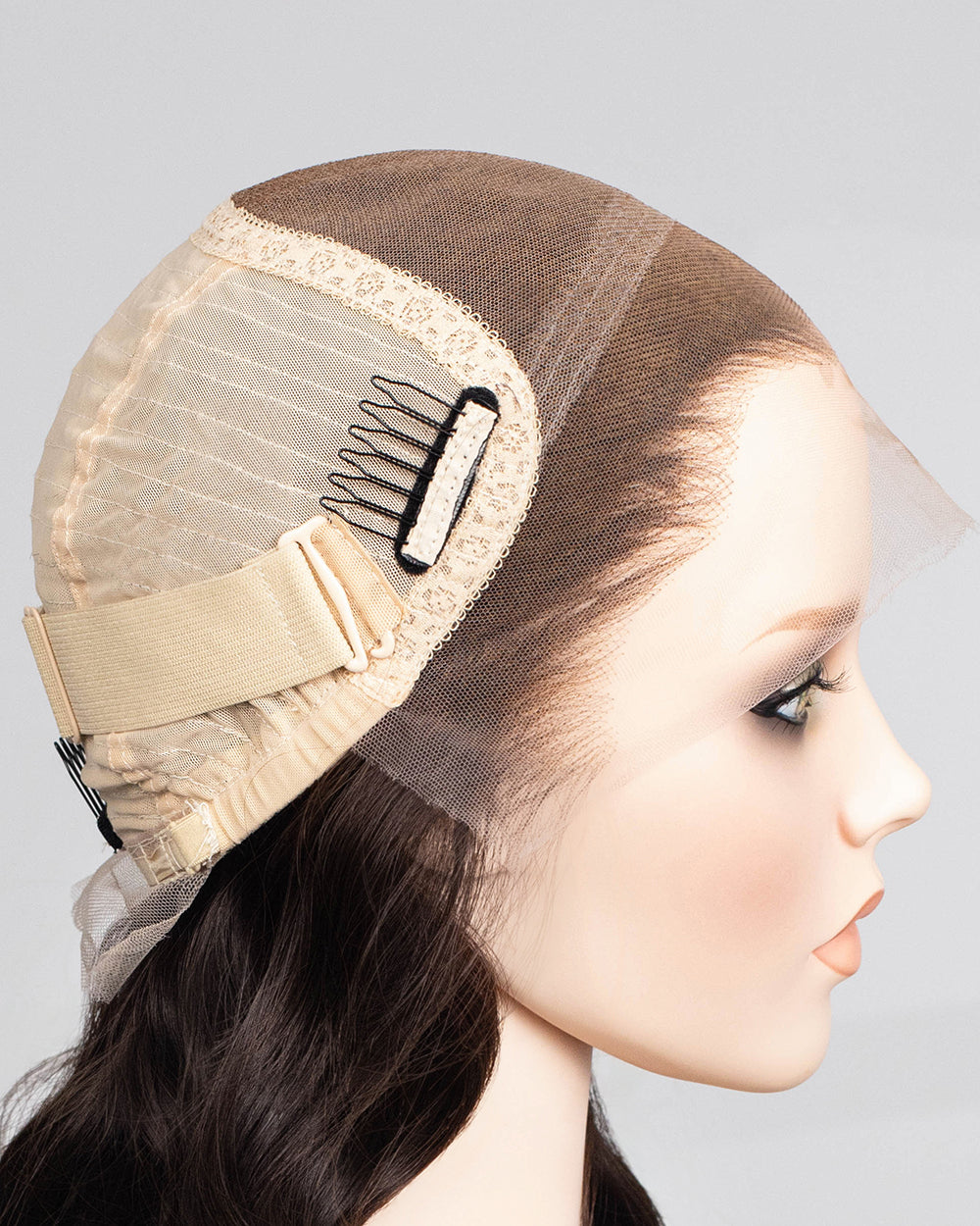 Liquidation | Perruque Lace Front Suisse 14 Pouces Cheveux Humains Ondulés Marron Foncé - RTW-677