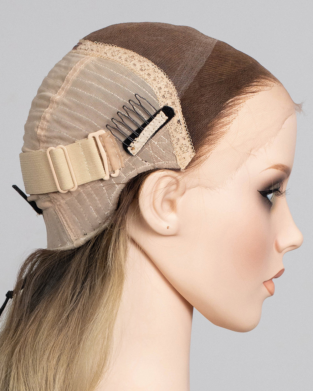 Destockage | Perruque Lace Closure Suisse Cheveux Humains Blonds Longs Ondulés 55 cm - RTW-676