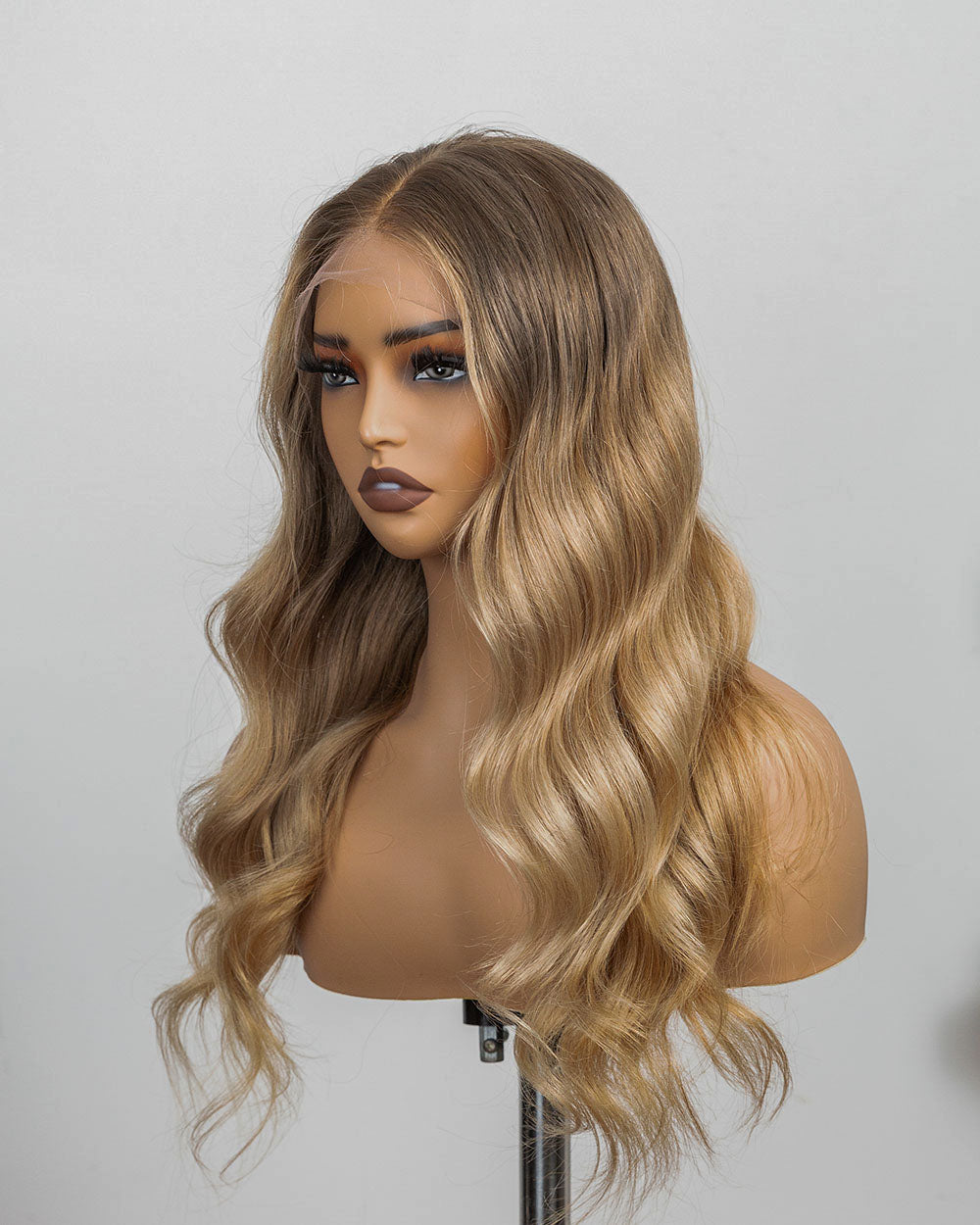 Zoe | 16" Blonde Balayage Body Wave Human Hair Swiss Lace Front Wig - WLW003
